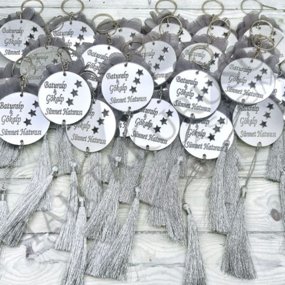 Süslemeli Pleksi lazer kesim yıldızlı yuvarlak model